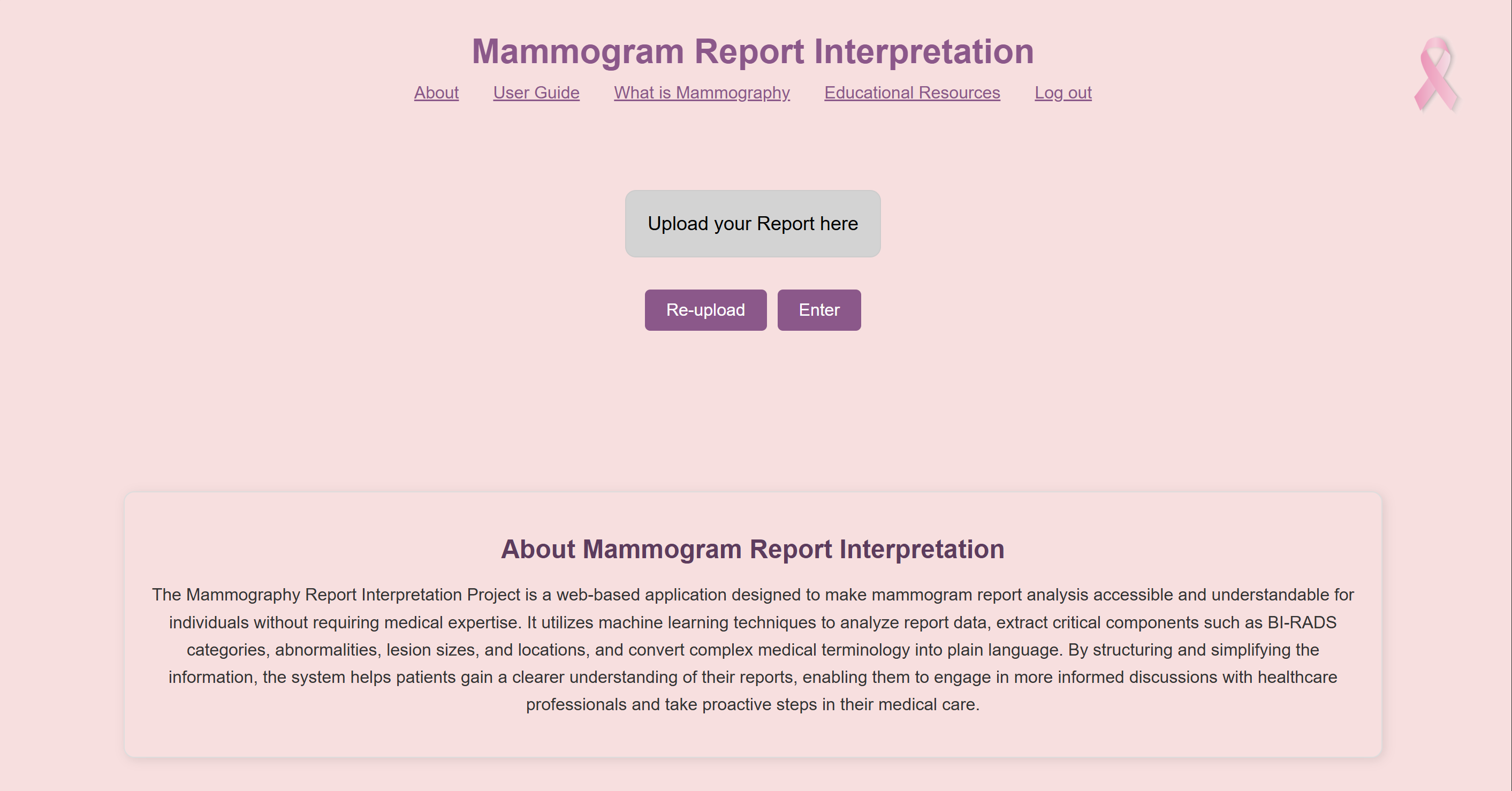Mammogram Report Interpretation Web App (Flask & NLP)